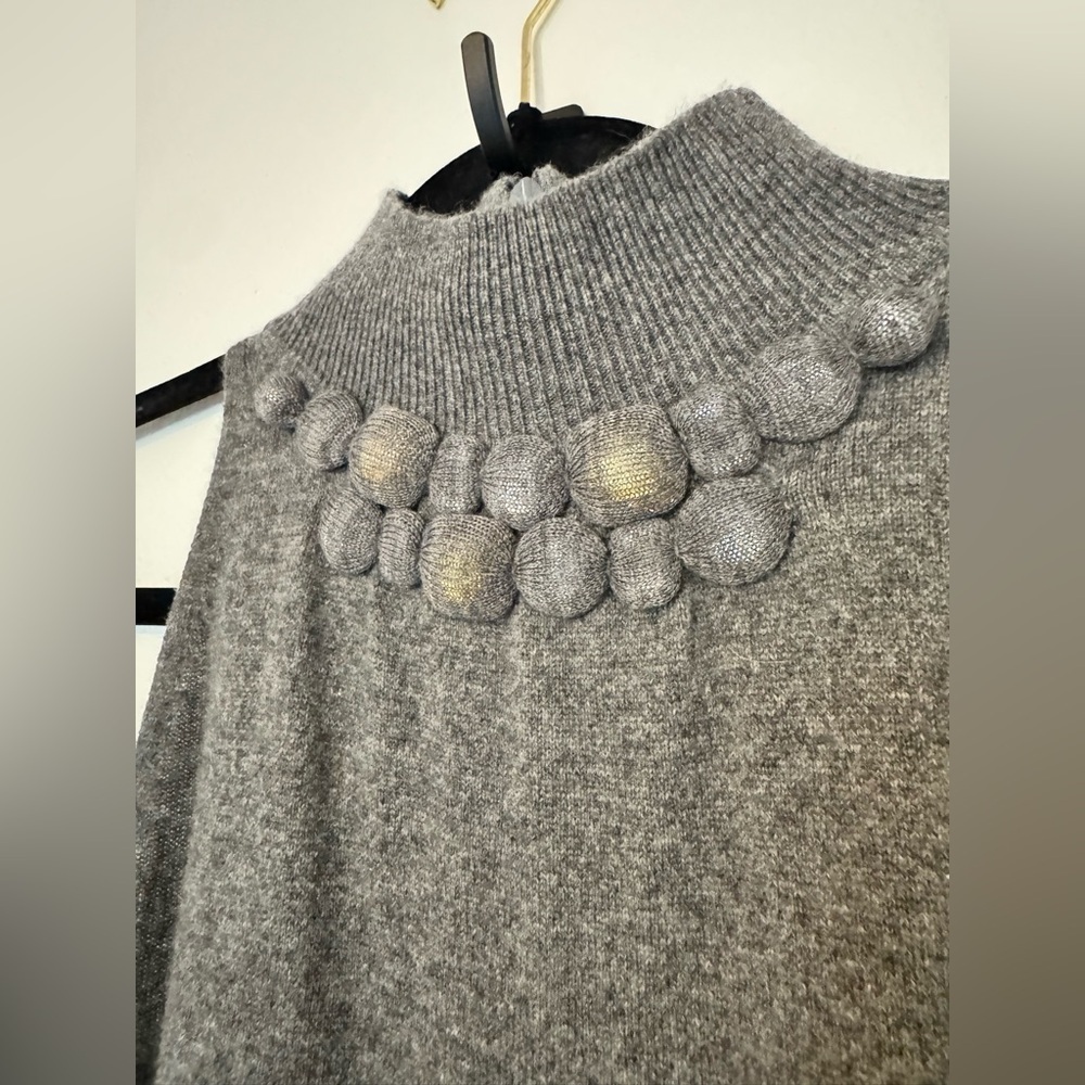 Vince 100% Cashmere Sweater Tank Dress Mini Grey Jewel Detail Size Small EUC - Picture 2 of 6